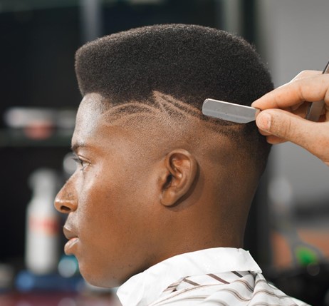 Curly Flat Top with design shave