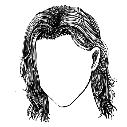 Medium Long Curtain Hair Illustration