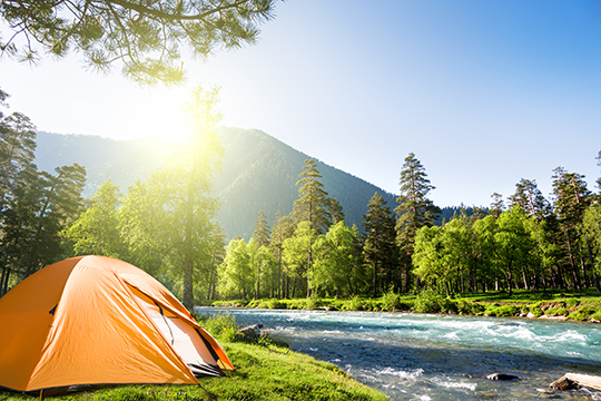 Outdoor Camping under hot sun