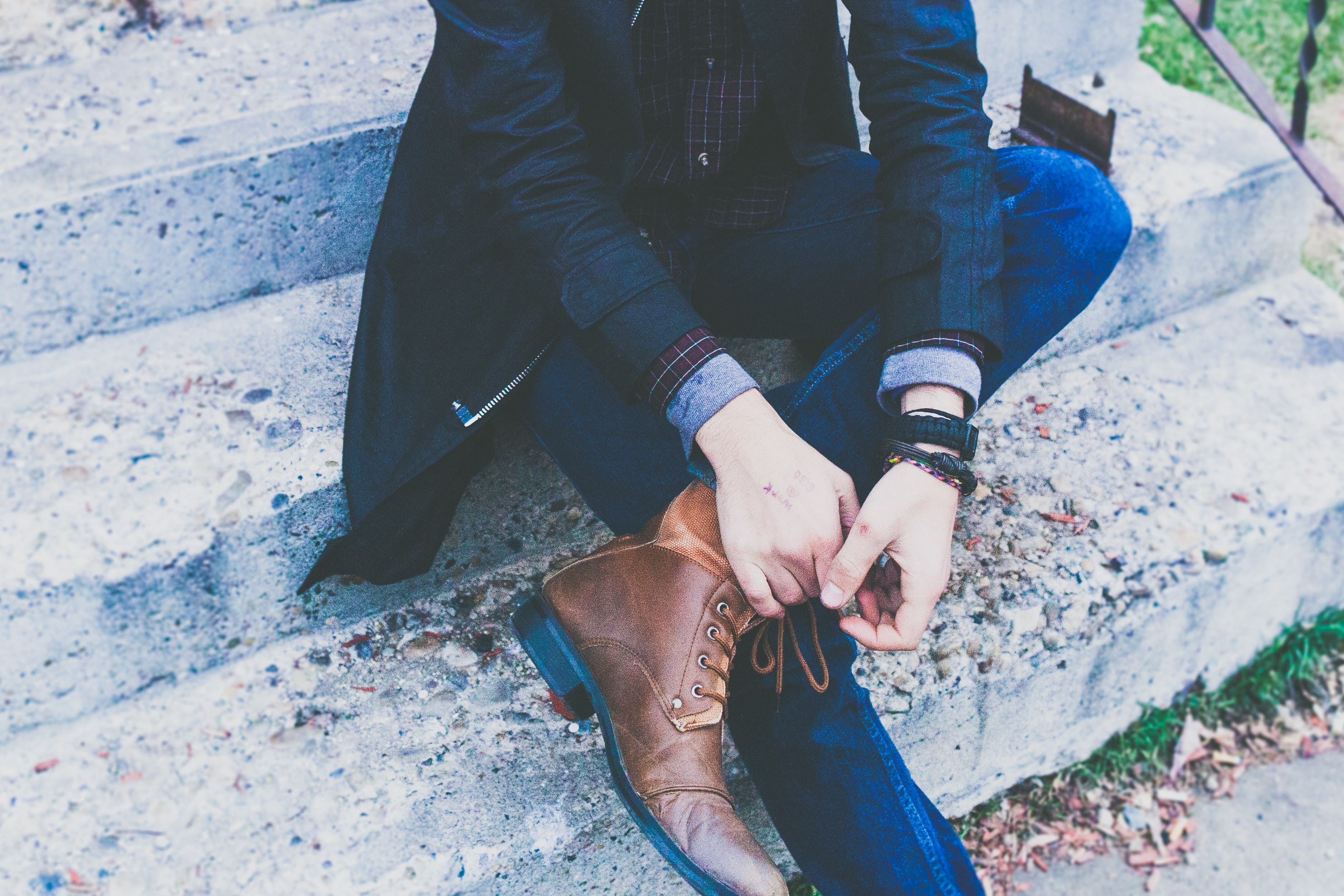 Brown leather dress shoes